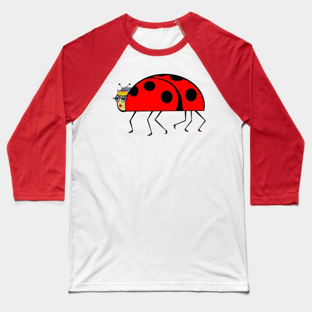 A Queen Lady Bug Crowned Baseball T-Shirt by YudyisJudy